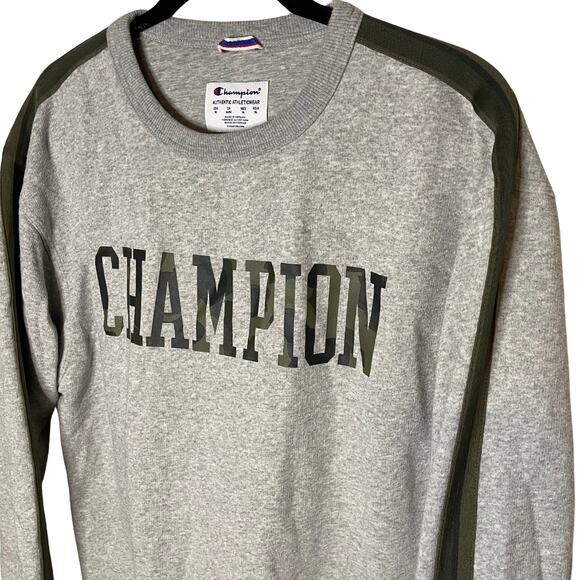 Champion Camo Pullover Crewneck Sweatshirt | Gray | Size Medium - Picture 2 of 5